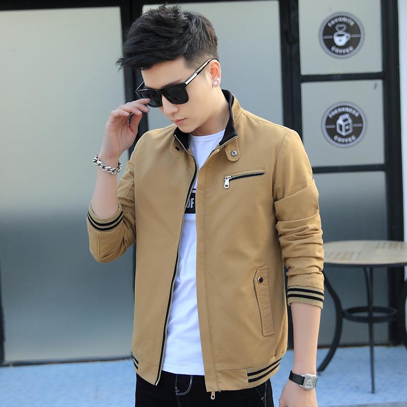 Men's Spring and Fall Stand-up Collar Casual Jacket Long-sleeved Windproof Jacket