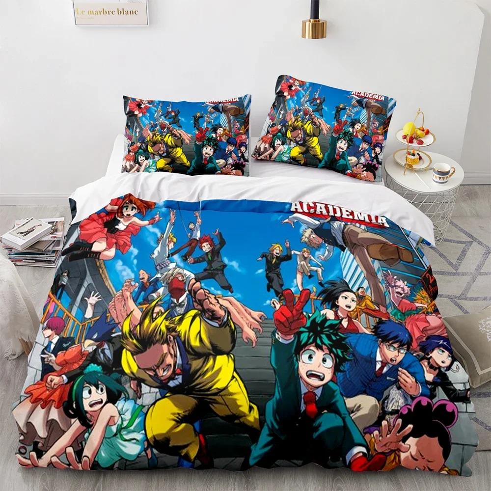 3D Printed My Hero Bedding Set Anime Quilt Cover With Pillowcase Single Queen King Size For Kids Adults Boys