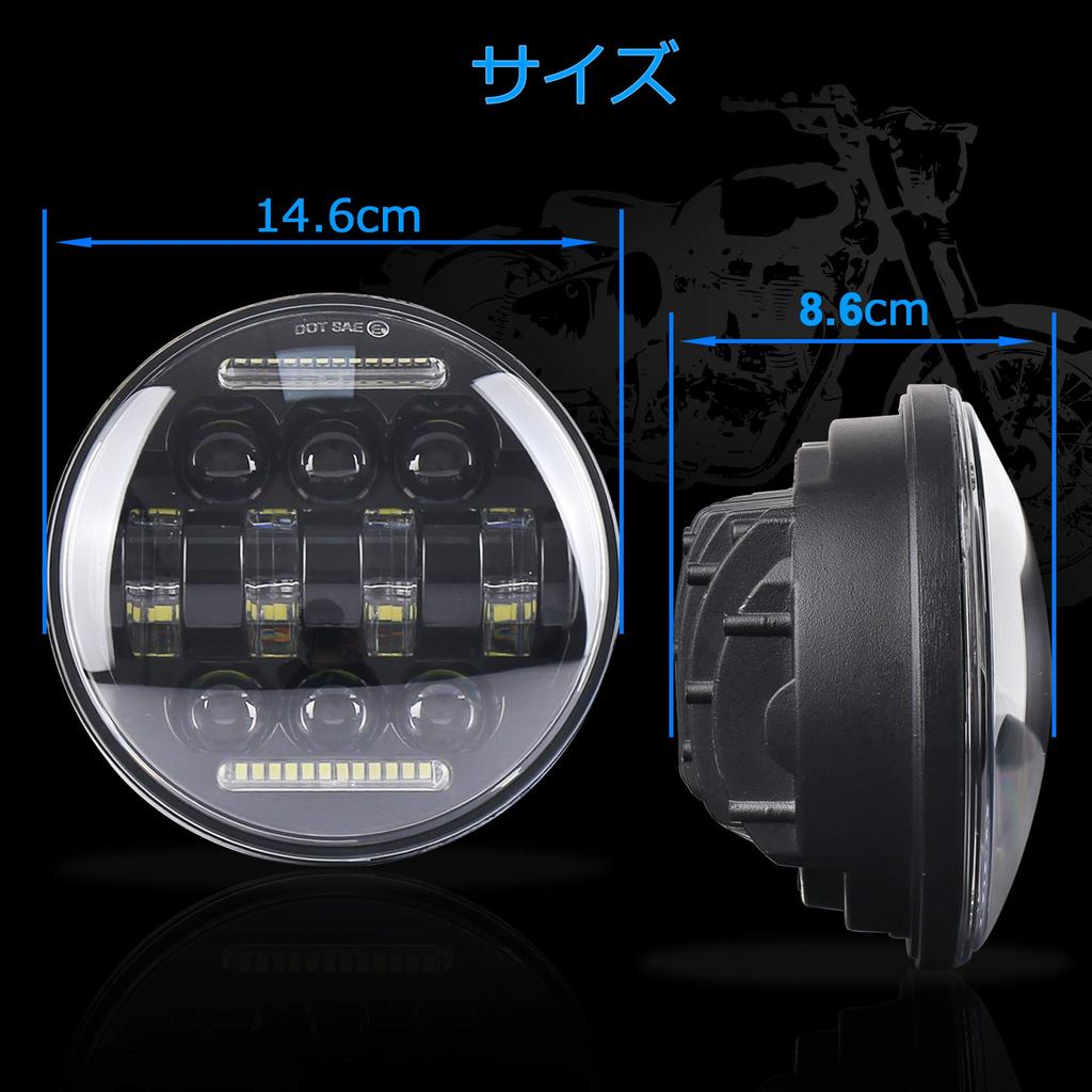 MOVOTOR 5.75-inch 66W LED Headlight with Hi/Lo Beam, DRL and Daytime Running Lights for Harley-Davidson (1 Headlight)