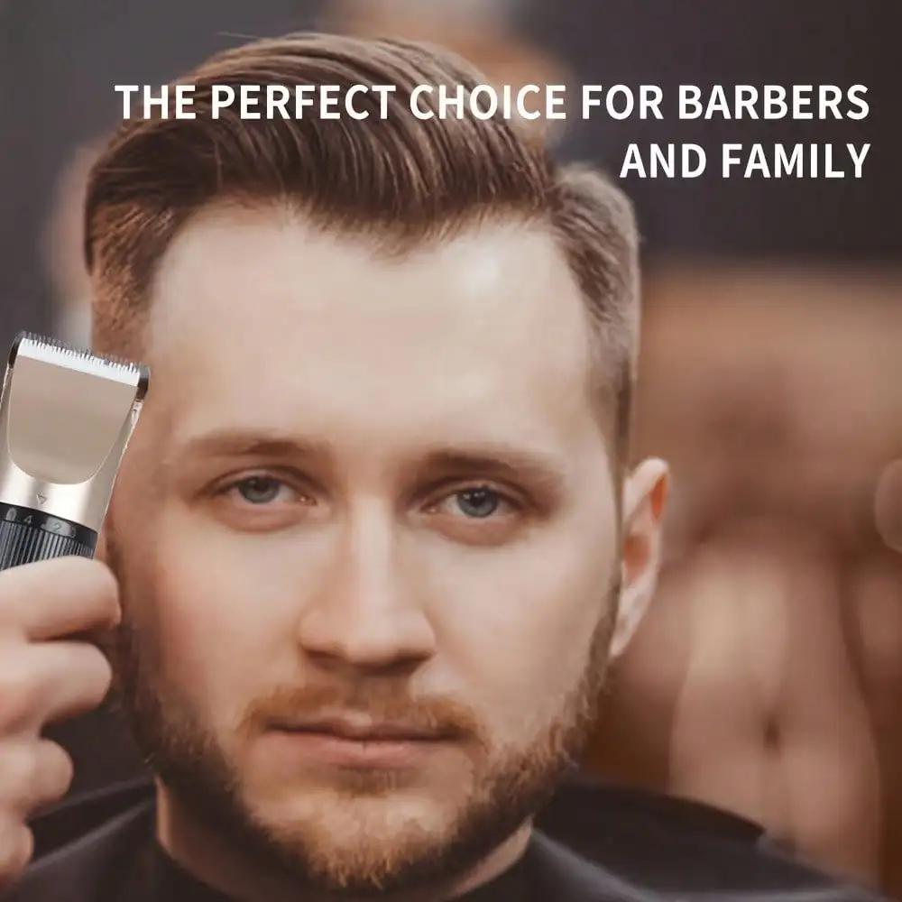 Men's Barber Beard Trimmer Rechargeable Hair Cutting Machine Ceramic Blade Low Noise Adult Kid Haircut Professional Hair Clipper