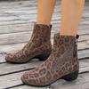Autumn and Winter Leopard Print Thick Heel Medium Heel Comfortable Large Size Fashion Boots Women's Side Zipper Women's Boots