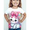 Children's Short Sleeved T-shirt Girls' Round Neck Summer Cat Print Fashionable Casual Versatile T Shirt