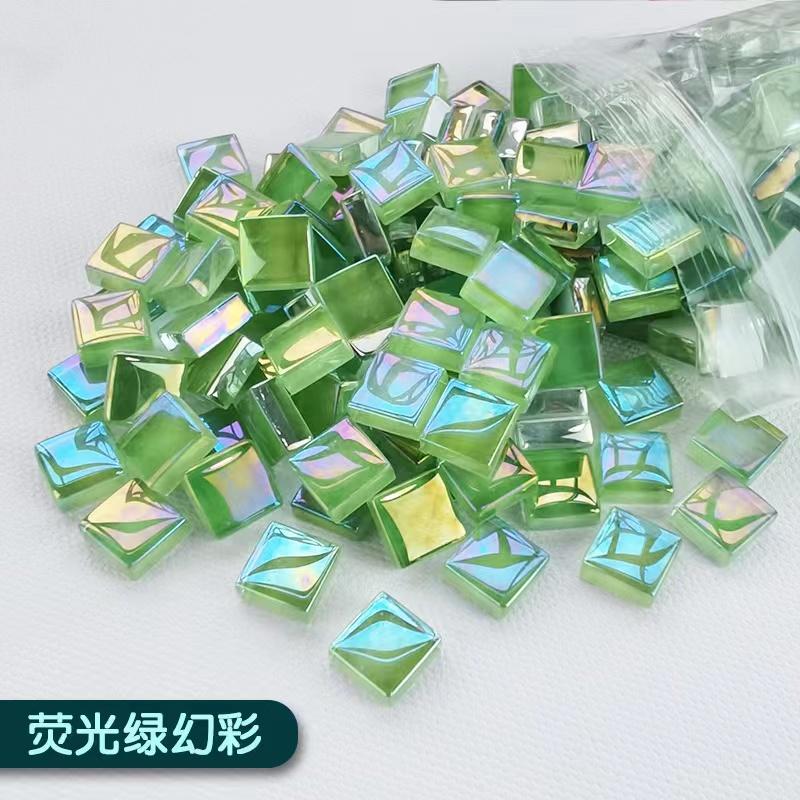 100g Mixed Mosaic Pieces Assorted Color Square Glitter Glass Mosaic Tiles for DIY Crafts Supplies Blue Purple Green Arte