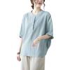 Plus Size Summer Cotton Linen Short-Sleeve Set for Middle-Aged Women - Fashionable Casual Two-Piece Outfit