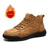Italian Brand Trendy Men's High Top Shoes Wear-resistant Workwear Shoes Winter Velvet Thick Soled Men's Ankle Boot Straps