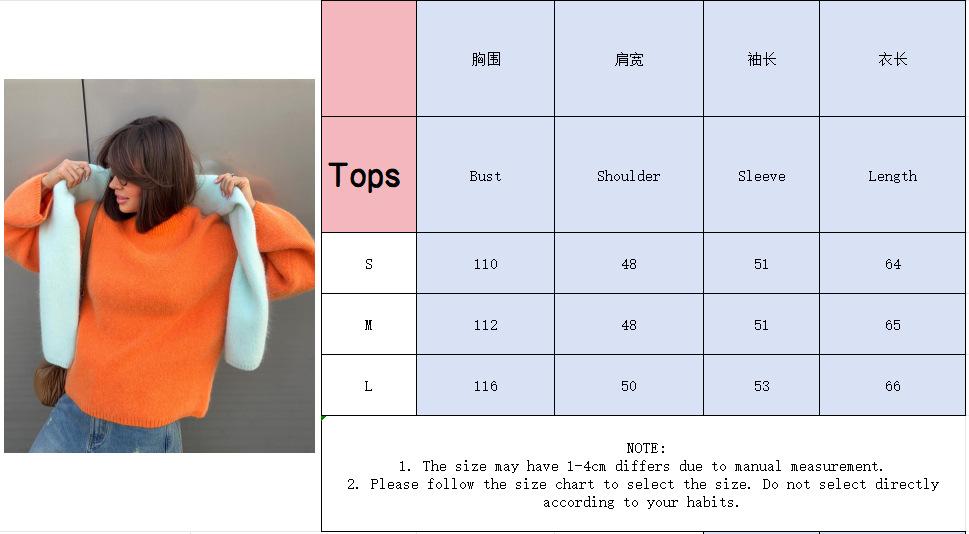 Faux Mink Velvet Sweater Women Crewneck Loose Fit Soft Knit Pullover Fall Winter New