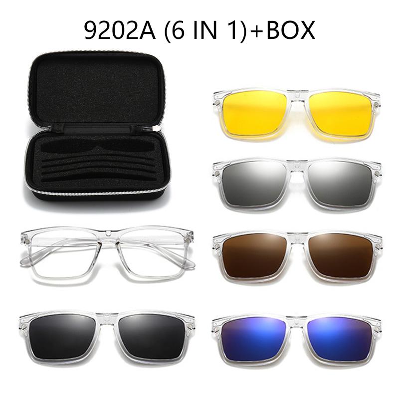 Magnetic Clip-On Sunglasses With Polarized Light Multiple Lens Pieces Transparent Grey Glasses Colorful Sunglasses Nearsighted