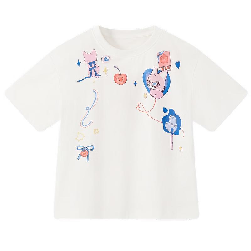 MQD Girls' Cartoon Print Casual Short-Sleeve T-Shirt