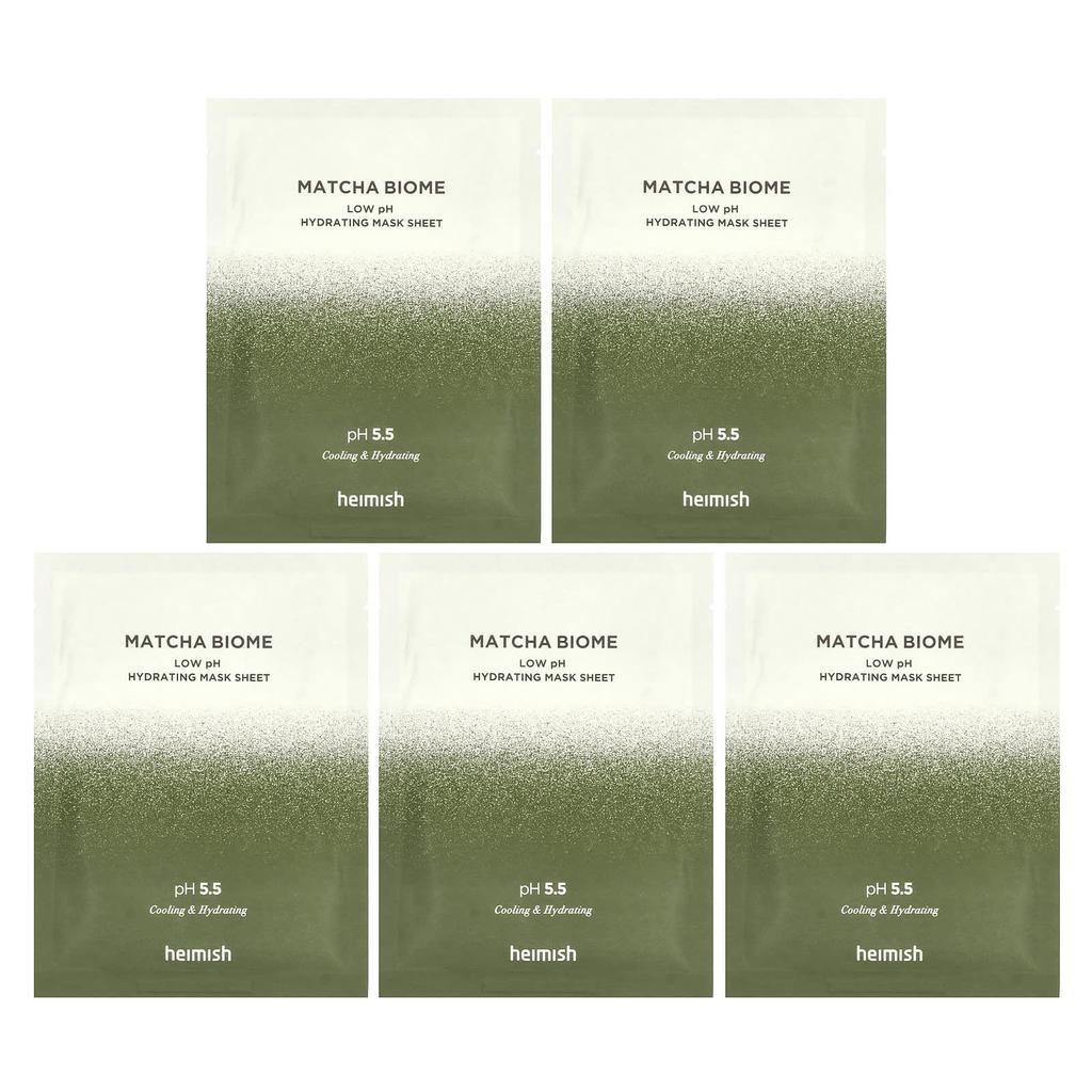 Matcha Biome, Mildly Acidic Hydrating Beauty Mask Sheet, 5 Sheets, 30Ml Each