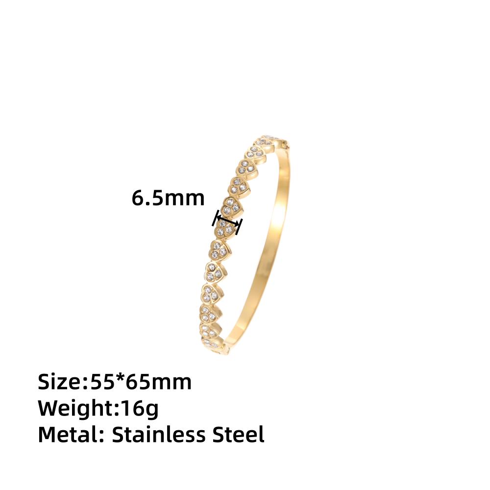 Non Tarnish PVD Gold Plated Jewelry Inlaid With Cubic Zirconia Bangles Stainless Steel Simple Bangle Bracelet Sets Women Jewelry
