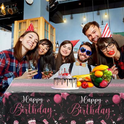 Happy Birthday Printed Waterproof Tablecloth Birthday Table Cloth for Baby Shower Birthday Events Party Decor Home Dining Table