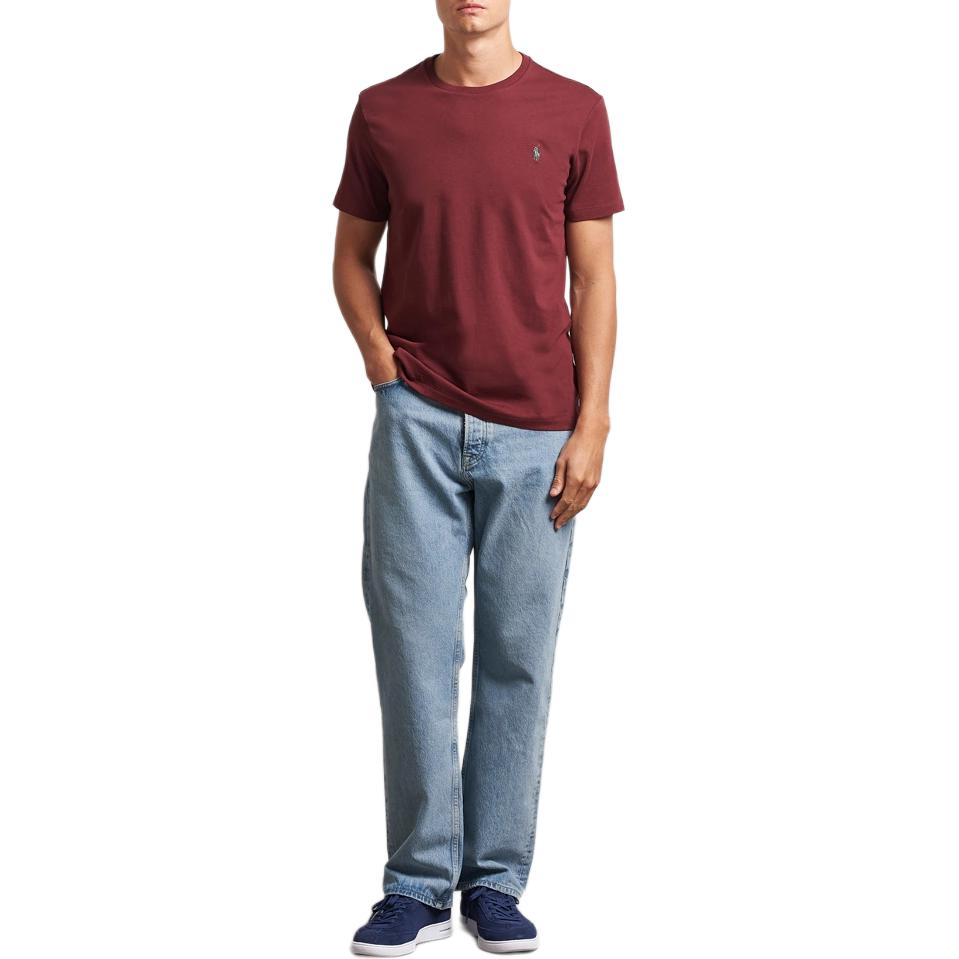 Polo Ralph Lauren Solid Color Crew Neck Short Sleeve T-Shirt Men Tops Bordeaux-Red 710671438-424