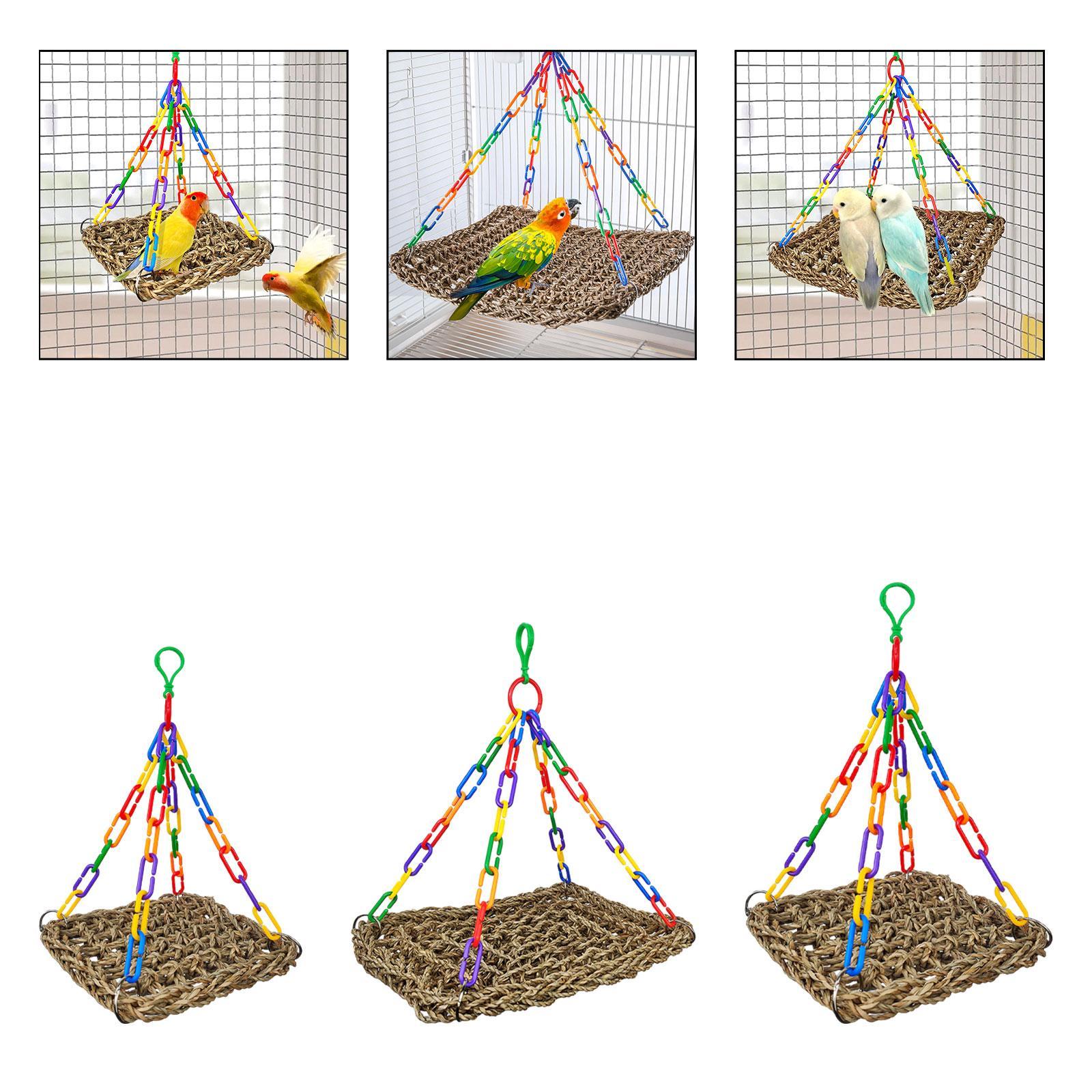 

Parrot Stand Perch Straw Rope Swing Birdcage Accessories for Parakeet Macaw Budgie Indoor Outdoor Playground Toy L