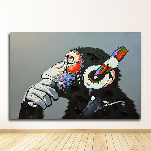 Painting Wall Pictures For Living Room Home Decorations Graffiti Cute Monkey Canvas Painting Colorful Printed Poster and Prints No Frame