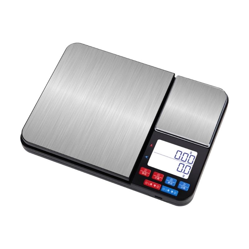 Two Tray Electronic Kitchen Scale 10kg Rechargeable Battery High Accuracy Cooking Scale Large LCD Screen Unit Conversion 1