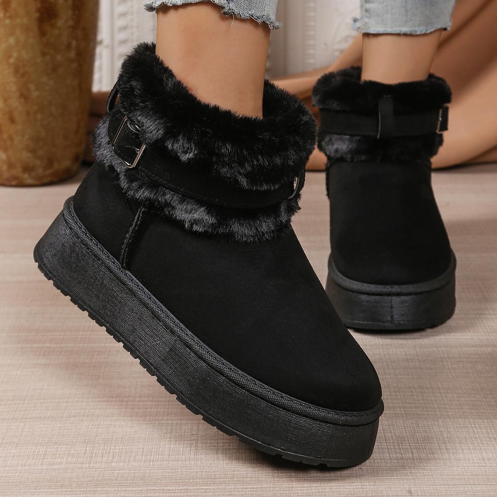 Fashion 2025 New Women Single Boots Casual Warm Non-slip Snow Boots Women Winter Outdoor Women Shoes Thick Soled Plush Mid-calf Boots