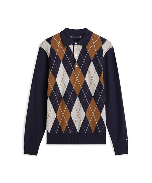 TOMMY HILFIGER Argyle Long Sleeve Rugby Sweater (T12G0Kpn070Mt1Dw5)
