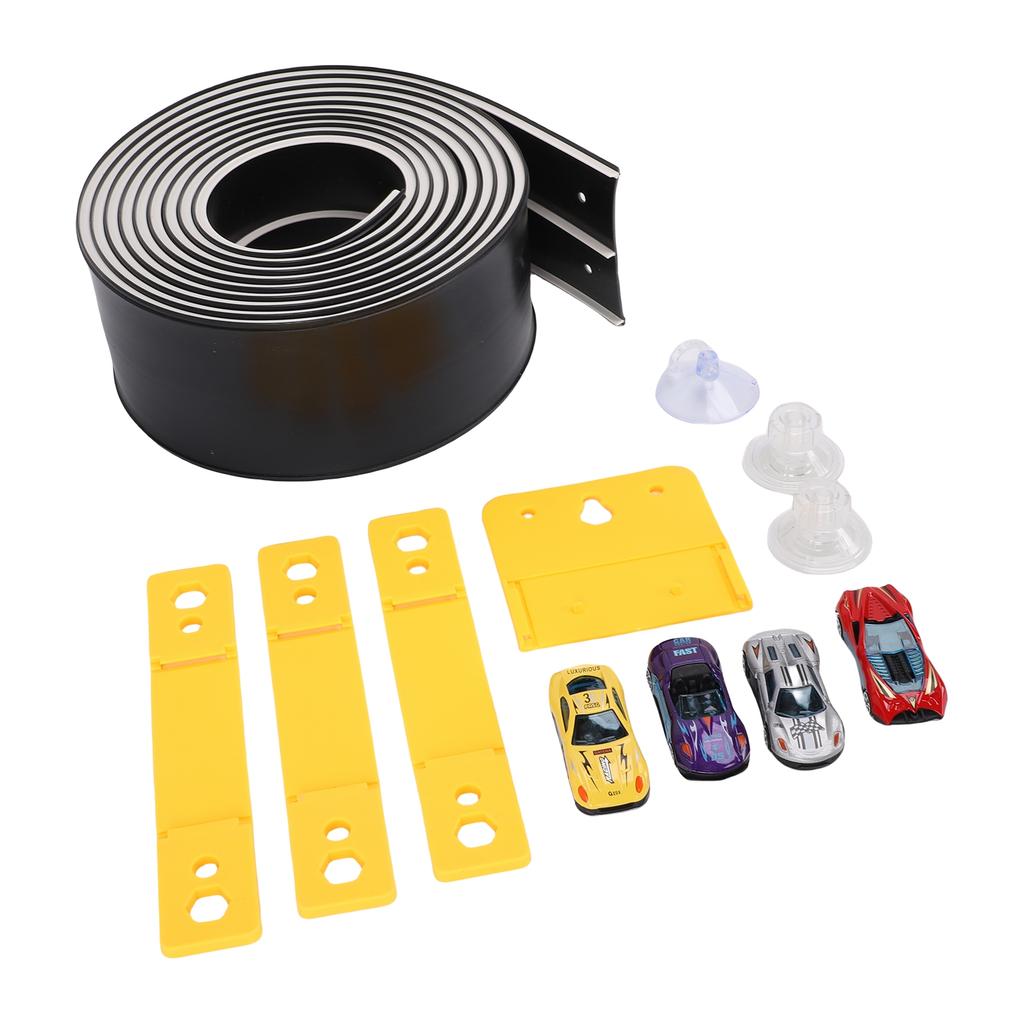 ible Race Car Track Rolls Up Portable   Track Racetrack Toy with 4 Cars for 3 To 10 Years Old Boys