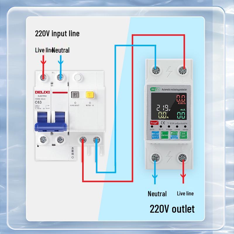 Graffiti WIFI Dual Breaker: Over/Under Voltage, Overcurrent, Leakage Protection, Remote-Controlled Circuit Recloser.