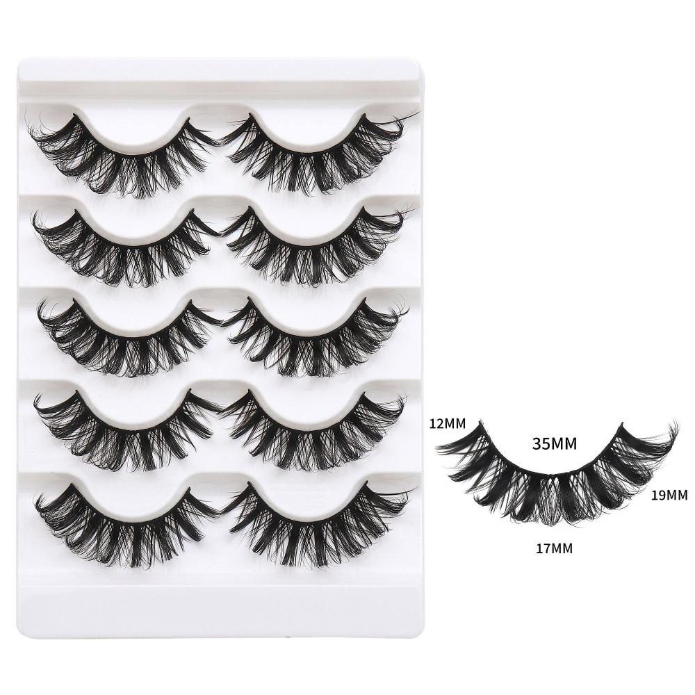 5Pairs Dense Fluffy False Eyelashes Lashes Extension D Curled Eyelashes  Grafting Lashes
