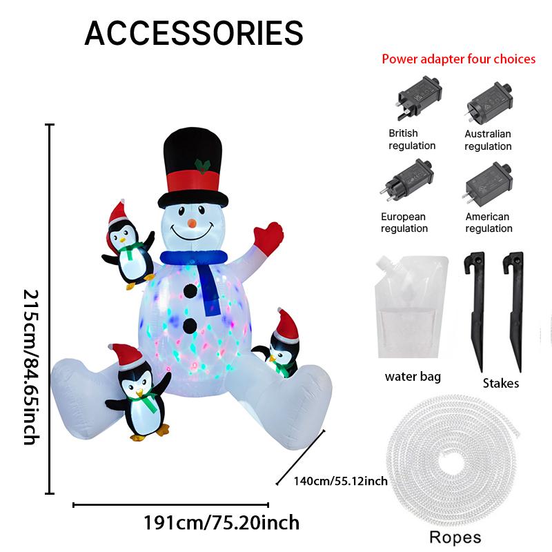 

6.89FT Inflatable Toy LED Lights Snowman Penguins Xmas Decorations for Yard Christmas Supplie Home Ornament Festive Holiday Gift RU