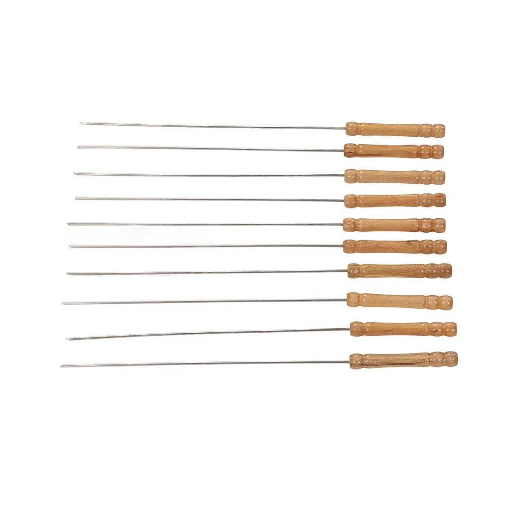 10 stücke Grillspieße Holzgriff Edelstahl BBQ Kabob Sticks für Outdoor-Grill 11,8 in