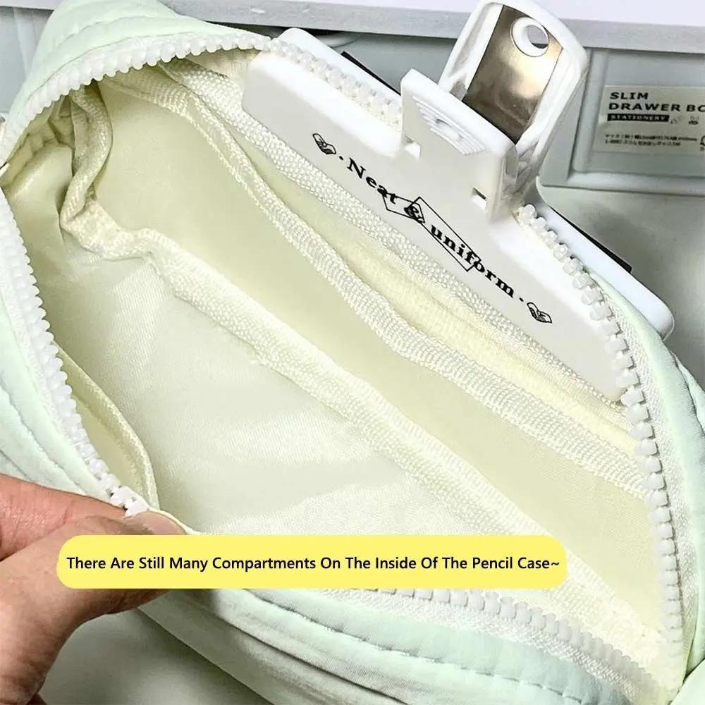Large Capacity Pencil Pouch Aesthetic Pen Bag Simple Solid Color Stationery Box Zipper Design Back To School Pen Bag