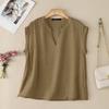 ZANZEA Blusa Casual da Donna con Scollo a V, Colore Unito, Vestibilità Larga, Inserti in Pizzo, Manica Corta