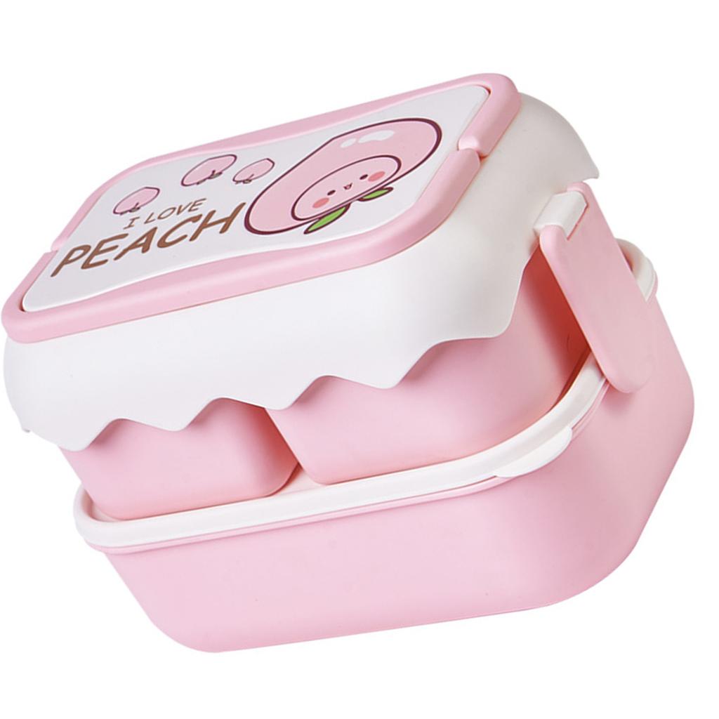 Cute Portable Students Lunch Box Microwaveable Children Cartoon Bento Box Independent Compartment Lunch Container