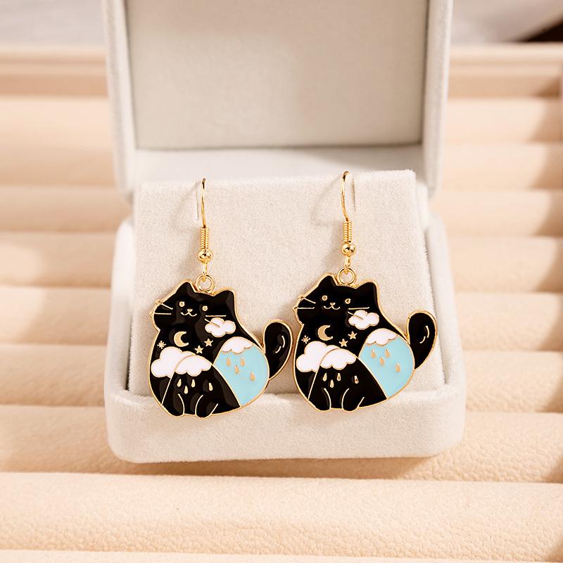 Fashion Cute Fox Koi Cat Rabbit Earrings for Women Girls Sweet Cartoon Enamel Painted Animal Earrings Jewelry Gift