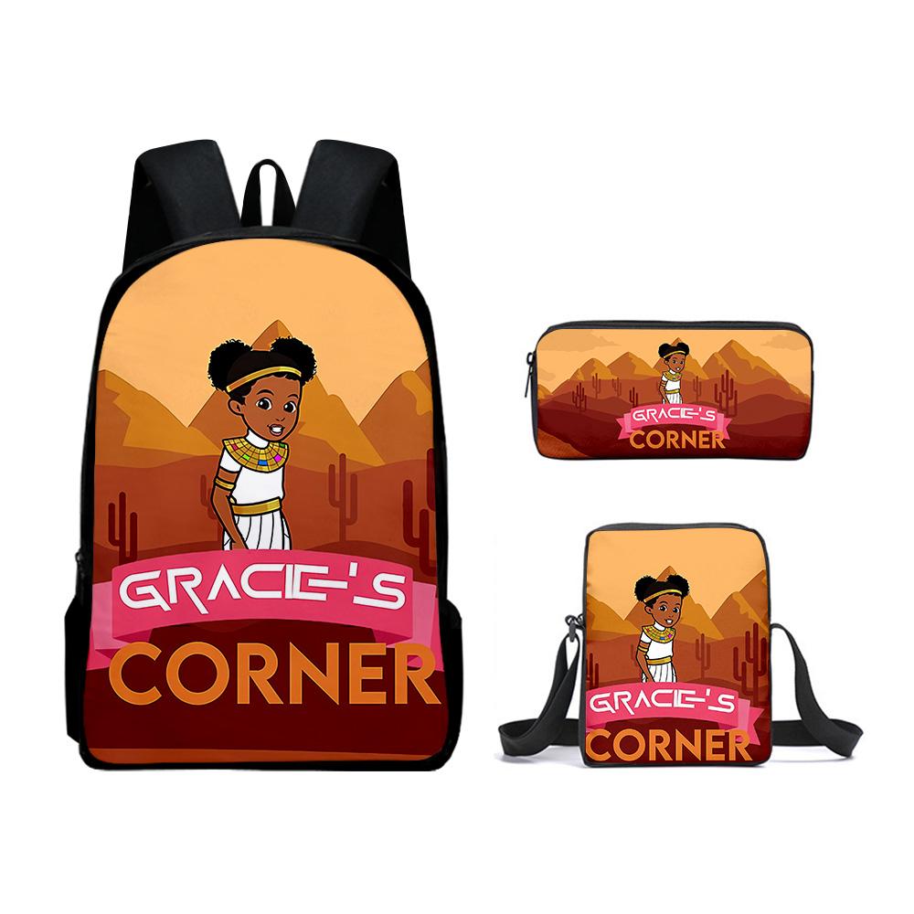 Klassiek Populair Gracies Corner 3D Print 3 stuks/Set leerling Schooltassen Laptop Dagrugzak Rugzak Schuin gedragen schoudertas Etui