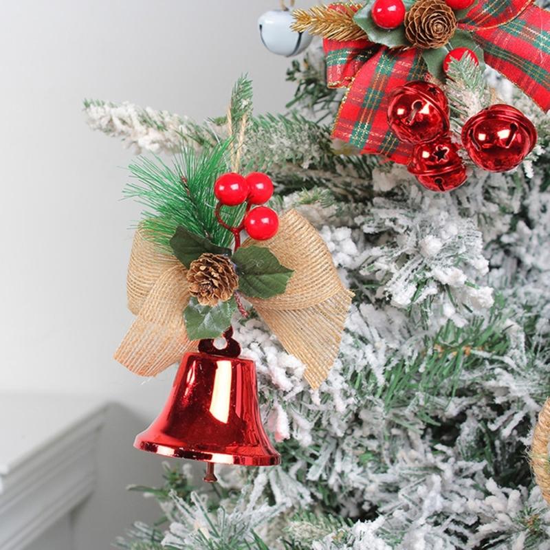Christmas Bowknot with Bells for Christmas Tree Hanging Ornament Christmas Decoration Pendant Baubles Wedding Party Gift