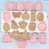 8Pcs DIY Easter Cookie Biscuit Mold Cartoon Bunny Egg Cookie Cutters 3D Rabbit Baking Fondant Mold Stamp Cake Decorating Tools