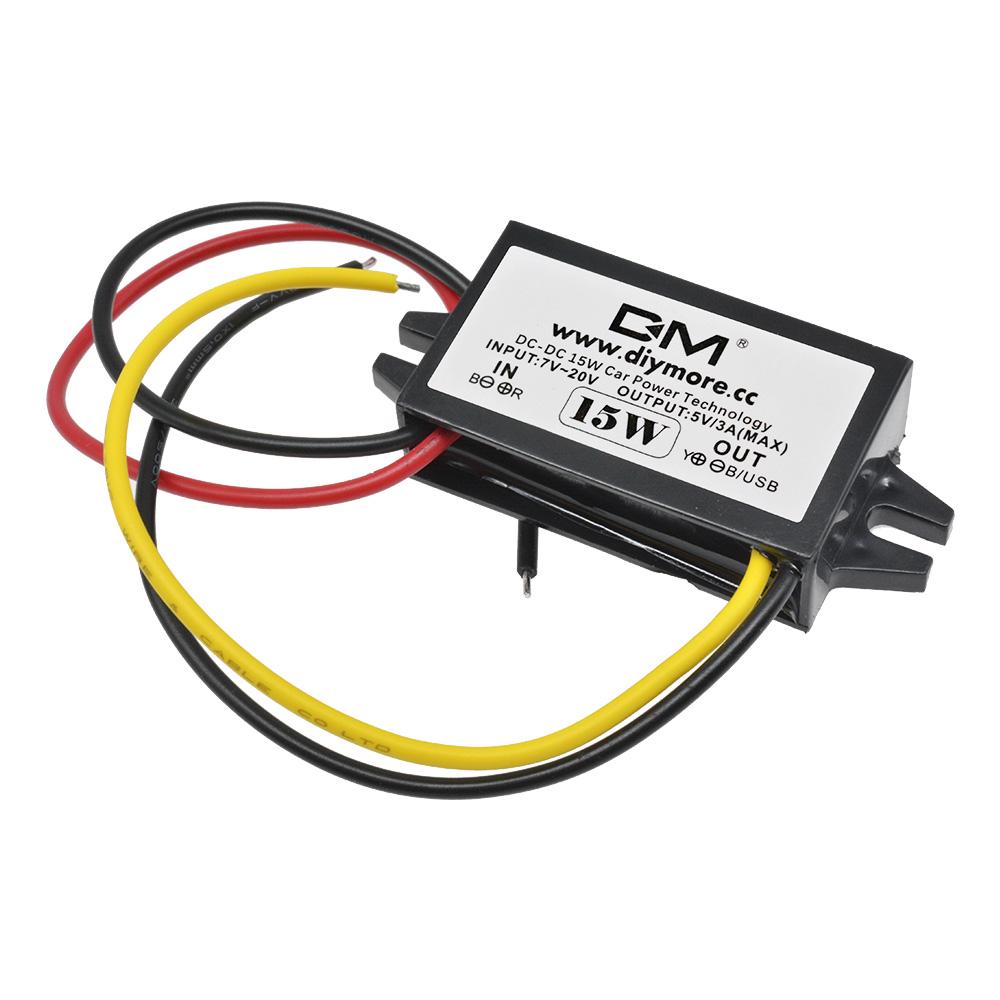 

DC-DC 12V to 5V 3A 15W Car Power Step Down Buck Converter Power Supply Male Female Micro USB Mini USB Adapter Auto Protection