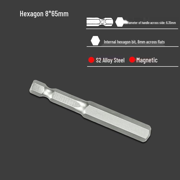 S2 Air Impact Hex Socket Bit Set, Pneumatic & Electric Screwdriver, 1/4 Strong Magnetic