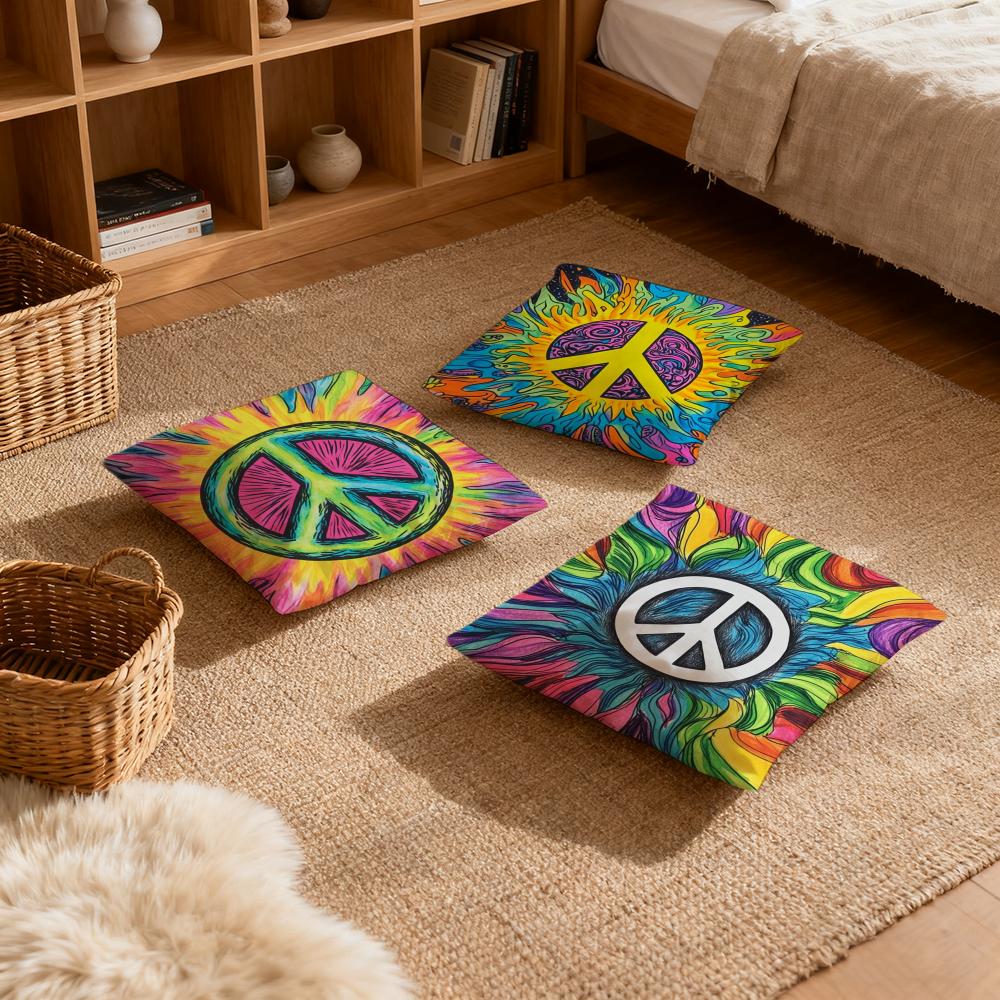 Pillow Case luxurious home office, sofa decorative Multi sized car seat cushions, pillowcases Peace sign flower sunshine