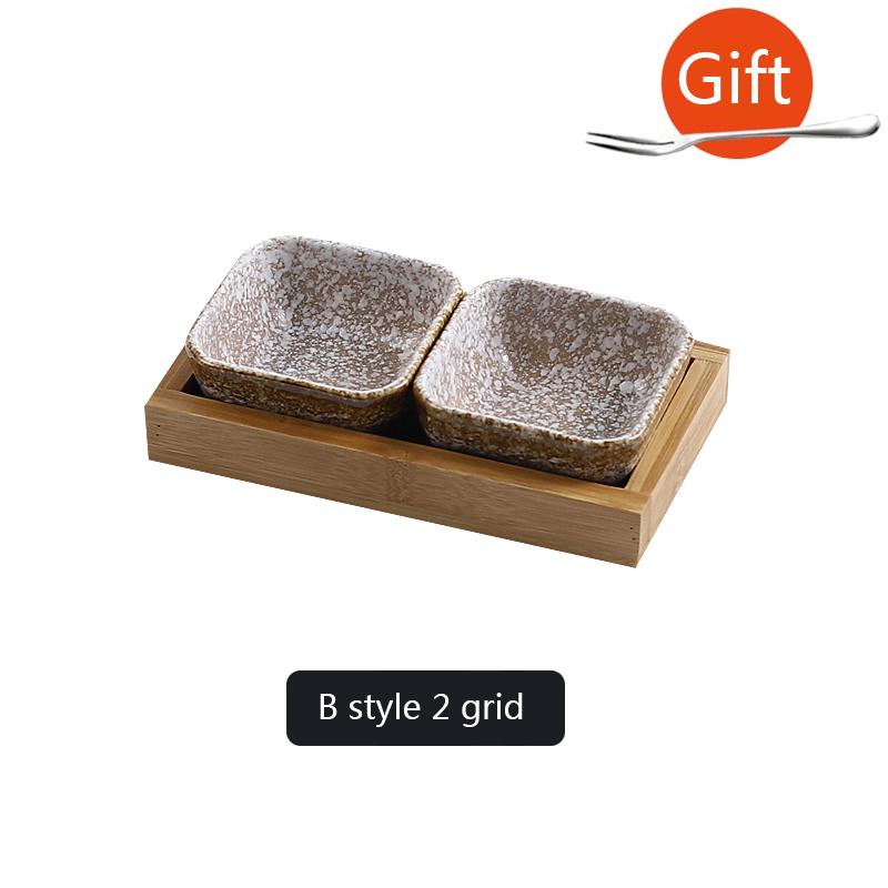 Set de farfurii pentru gustări cu fructe cu grilă ceramică creativă pentru alimente japoneze INS tacâmuri cu tavă Vase de servire casnic cu fructe tavă pentru gustări