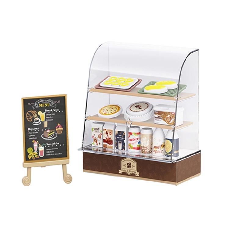 Miniature Dollhouses Bakery Counter Display Case Set with Model Cake Figurine for Pretend Play Cooking Imaginative Play