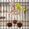 Colorful Hanging Parrot Bird Toy Training Biting Chewing Accessory Handmade Natural Wood