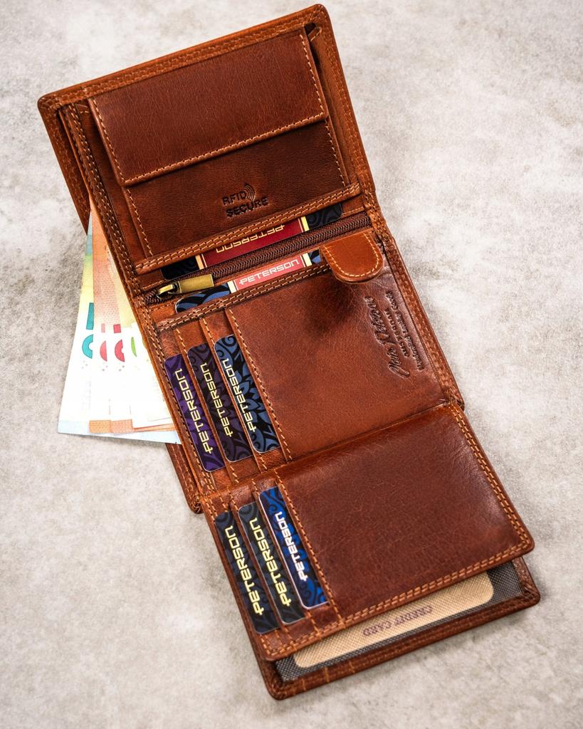 Large men's leather wallet with embossed zodiac sign - Peterson