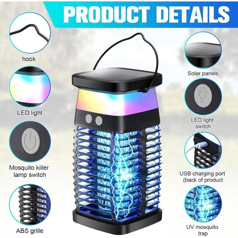 Nuova lampada solare ammazza-zanzare a luce viola UV, lampada ammazza-zanzare cattura-zanzare multifunzionale per esterni e interni