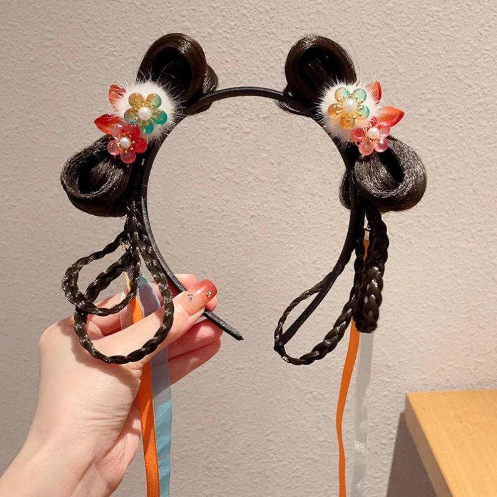Tassel Chinese New Year Headwear Flower Red Bow Hairband All-match Hanfu Hair Sticks  Baby