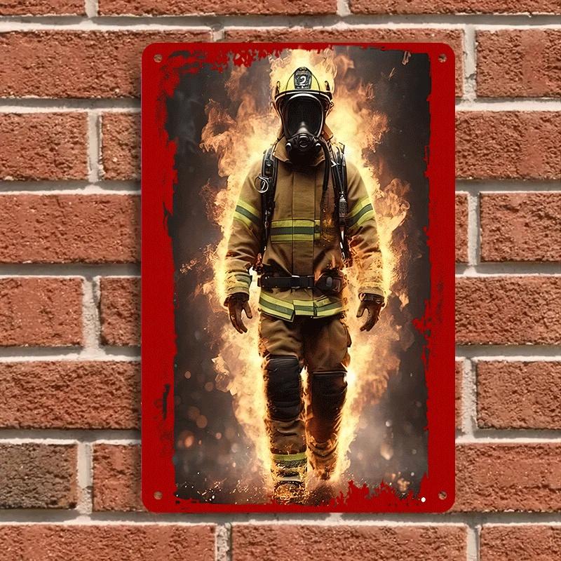 1 Piece: A Metal Wall Hanging Plaque Paying Tribute To Firefighters, Featuring a Metallic Texture. Suitable for Living Room Deco