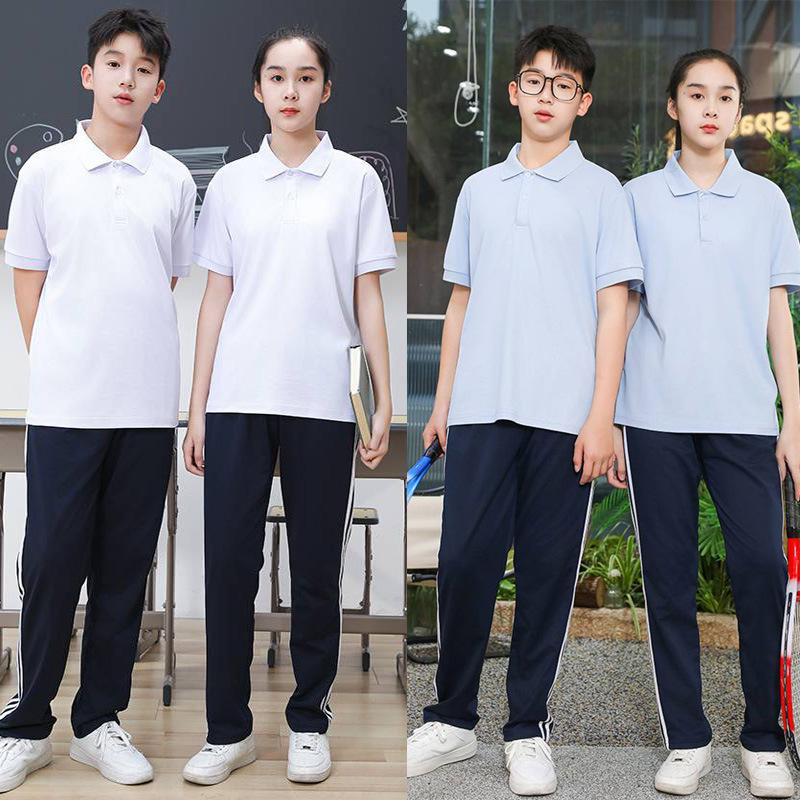 Summer Short Sleeve School Uniform T-shirt Set for Middle and High School Students - Boys and Girls Sportswear