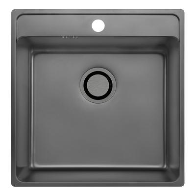 Single Bowl Stainless Steel Sink with Siphon Besos Graphite Linen
