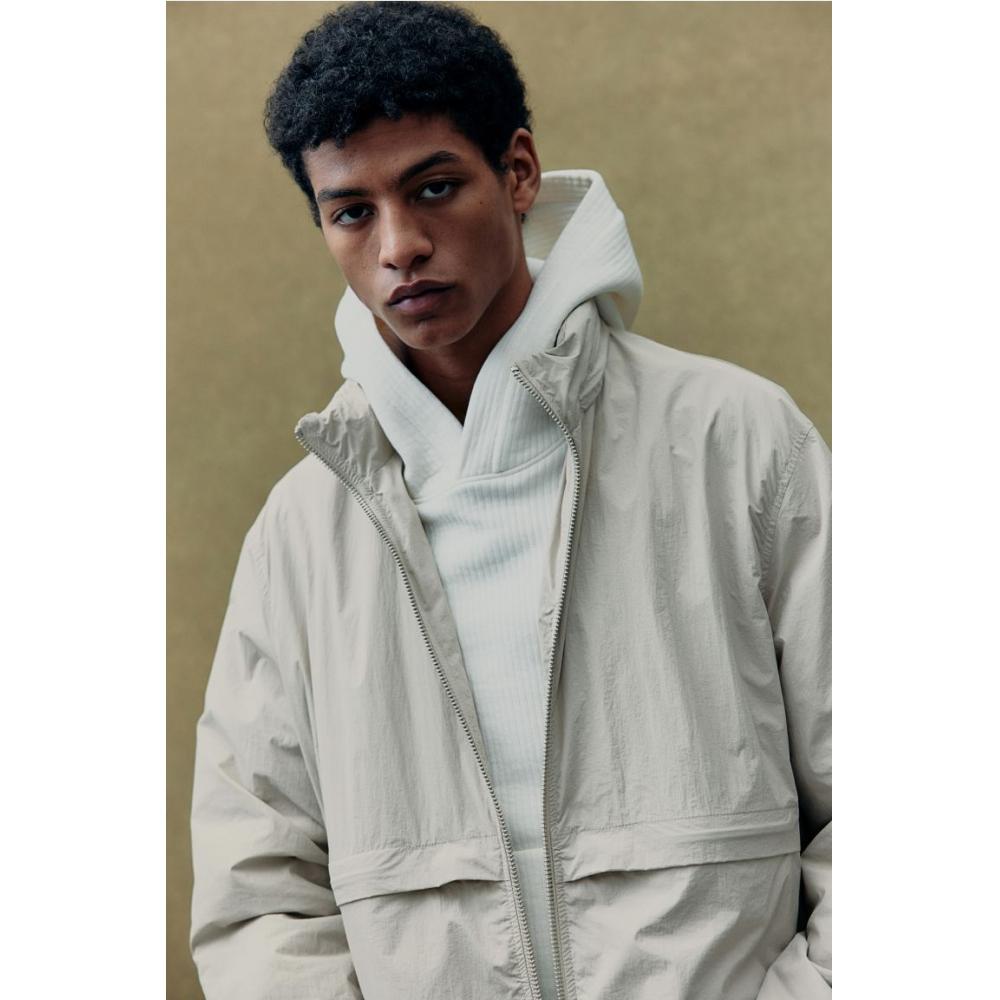 H M Nylon Windproof Jacket Loose Fit ligHt Beige