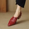 Fashion NEW Spring Women Loafers Pointed Toe Chunky Heel Shoes Genuine Leather Shoes for Women Concise High Heels Slip-on Women Pumps