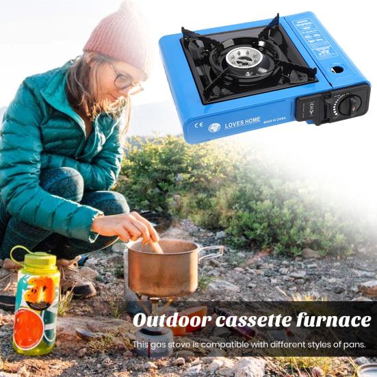 Outdoor Camping Stove Automatic Rebound Gas Valve Burner Stove Portable Stainless Steel Butane Stove for Picnics Hiking Home Outdoor
