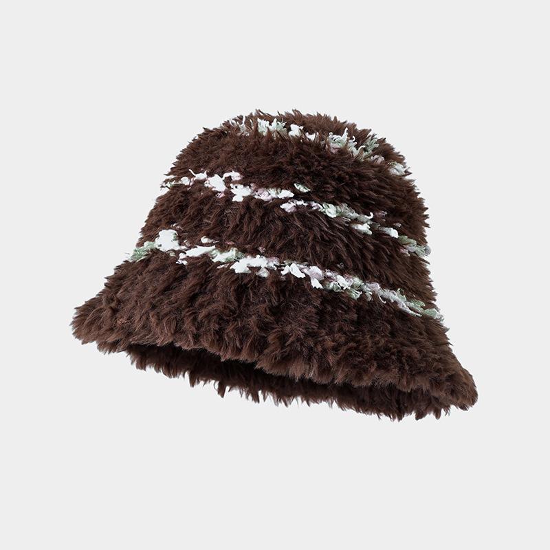 Winter Hat Women's Big Head Circumference Shows Face Small Bucket Hat Fleece Thermos Basin Hat Fashionable Versatile Bucket Hat