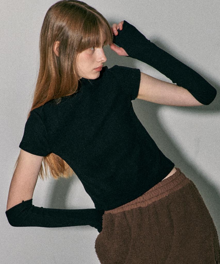 Kkuape High-Neck Knit Warmer Set_Black
